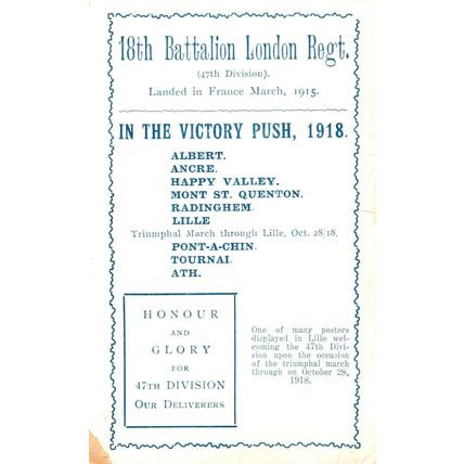 18th Battalion London Irish Regiment 1918 Victory Push WW1 Dead Soldiers Postcar