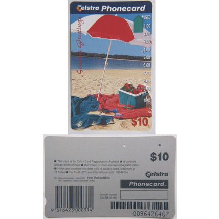 Australia Phone Card - Seasons Greetings - Beach