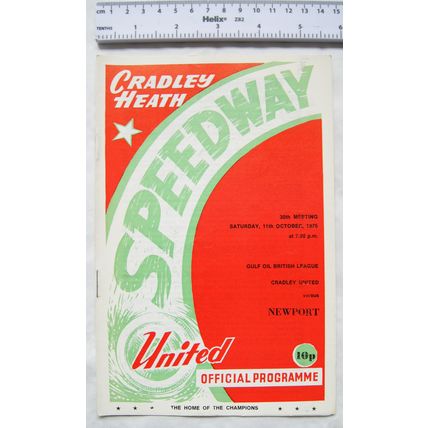 1975 Cradley Heath v Newport Speedway Programme, 11th October