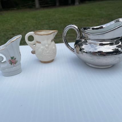 Miniature Pitcher Set Porcelain Multi-Color Unbranded Pcs & 1 Royal Worcester Pc