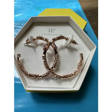 NIB Bomb Party Hoop Earrings RBP8650 Play It Back Purple Topaz CZ Rose Gold P