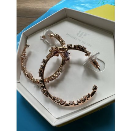 NIB Bomb Party Hoop Earrings RBP8650 Play It Back Purple Topaz CZ Rose Gold P