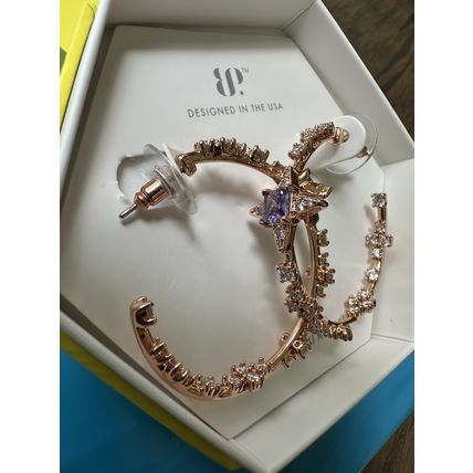 NIB Bomb Party Hoop Earrings RBP8650 Play It Back Purple Topaz CZ Rose Gold P