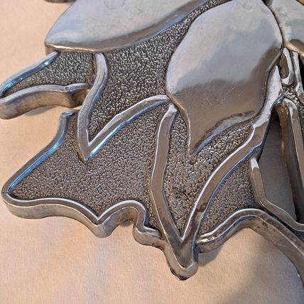 1984 TELEFLORA Cast Aluminum Hot Plate POINSETTIA TRIVET Christmas Flower Metal