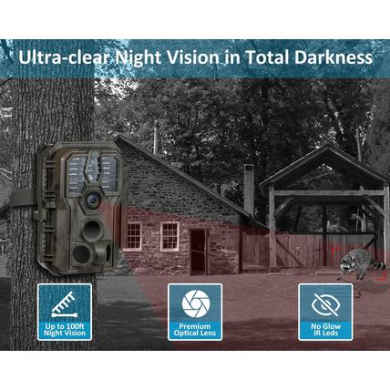 Gardepro E5S Trail Camera, 64MP 1296P, HD Game Cameras with 100Ft Night Vision,