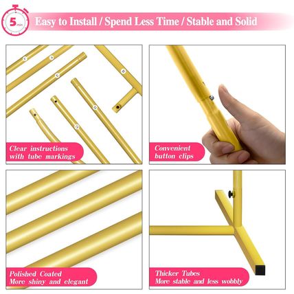 7.2FT, 6.6FT Set of 2 Wedding Arch Backdrop Stand, Gold Metal Balloon Arch Stand