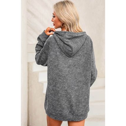 Gray Mineral Wash Kangaroo Pocket Drawstring Pullover Hoodie