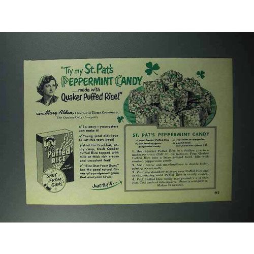 1952 Quaker Puffed Rice Cereal Ad - Peppermint Candy