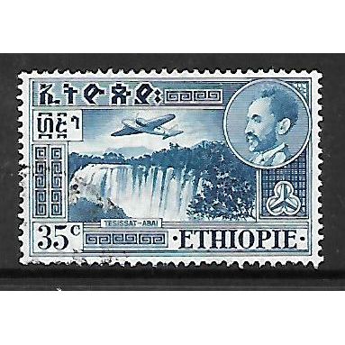 ETHIOPIA 1947 AIR 35c BLUE TE HIS ISAT FALLS BLUE NILE SG380A FINE USED#2