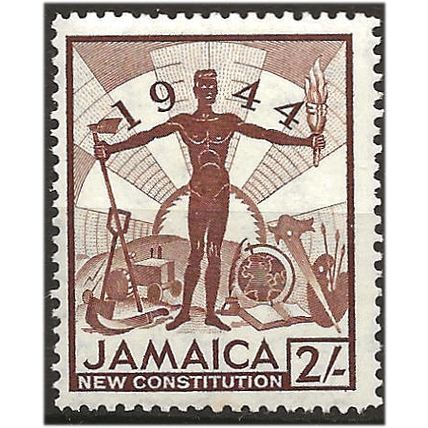 Jamaica 1945 SG138 2/- Red-Brown Mounted Mint . ..