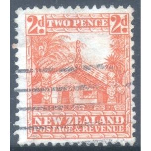 New Zealand stamps 1935 - 2p orange - Meeting House - used