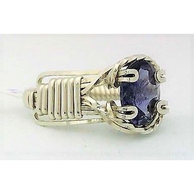 Iolite Sterling Silver Wire Wrap Gemstone Ring sz 5
