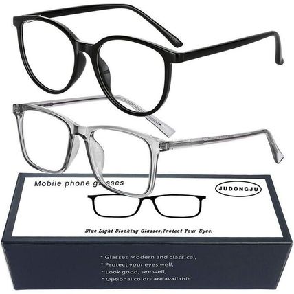 2 Pack Unisex Blue Light Blocking Glasses-PC/Gaming/TV/Phone-BLACK/CLEAR-N  EW