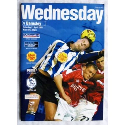 2001 programme Sheffield Wednesday v. Barnsley