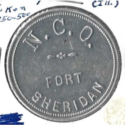 Fort SHERIDAN ill $5.00 TOKEN BU