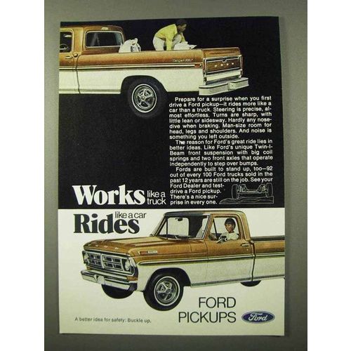 1972 Ford Pickup Truck Ad - Works Like a Truck