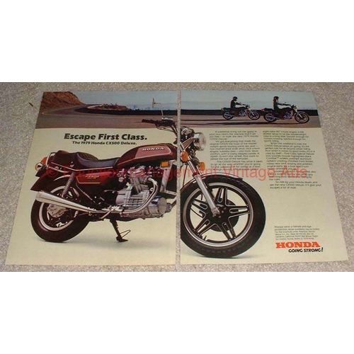 1979 Honda CX500 Deluxe Motorcycle 2-page Ad, Escape!!