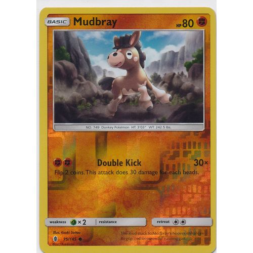 Pokemon Sun & Moon Guardians Rising 75/145 Mudbray Rev Holo