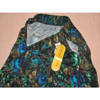 Floral Flower Skirt 16 29 Waist Green Turquoise Brown Black Michaels Place