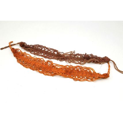 GENUINE ANTIQUE VICTORIAN RUST COLOURED CURTAIN TIE BACKS SHABBY CHIC