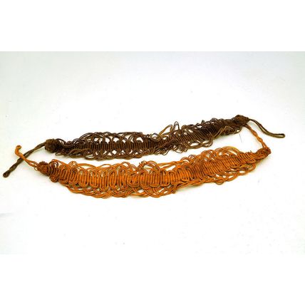 GENUINE ANTIQUE VICTORIAN RUST COLOURED CURTAIN TIE BACKS SHABBY CHIC