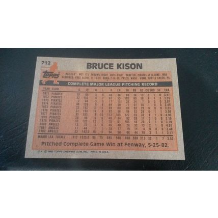 1983 Topps Card # 712 Bruce Kison Excellent (5) California Angels