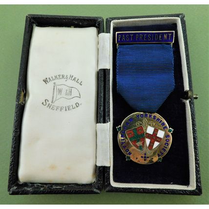 Vintage Silver Gilt & Enamel Medal Nottingham Yorkshire Society Past President