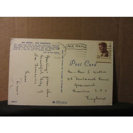 BAY BRIDGE, SAN FRANCISCO, USA....used postcard 1969 postmark =