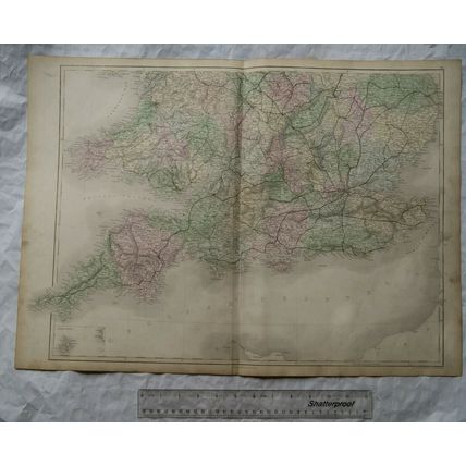 1850 Black's steel engraved map Southern England & Wales, Scilly Isles