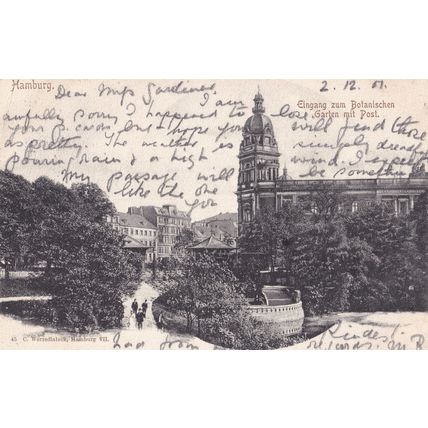 Botanischer Gardens Germany Hamburg 1901 Surely First Ever Postcard