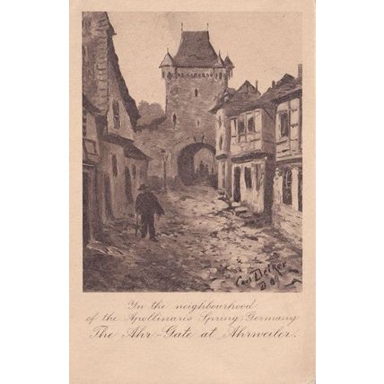 Ahr Ahrweiler Gate at Apollinaris Spring Entrance Antique German Postcard
