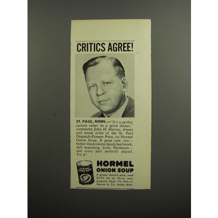 1952 Hormel Onion Soup Ad - John H. Harvey - Critics agree!