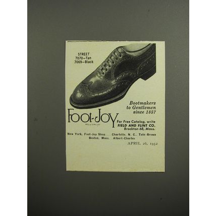 1952 Foot-Joy Street Shoes Ad - Street 7070-Tan 7069-Black
