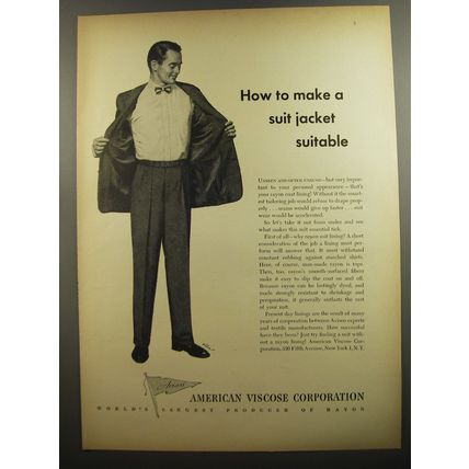 1952 American Viscose Corporation Ad - How to make suit jacket suitable