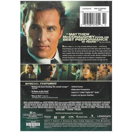 DVD - The Lincoln Lawyer (2011) *Marisa Tomei / Matthew McConaughey / Thriller*