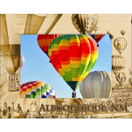 Albuquerque with Balloons Laser Engraved Wood Picture Frame Landscape (3 x 5)