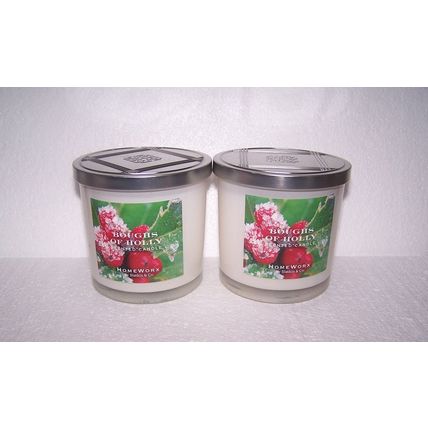Homeworx Boughs of Holly 3 Wick Scented Candle 14 oz Lot of 2