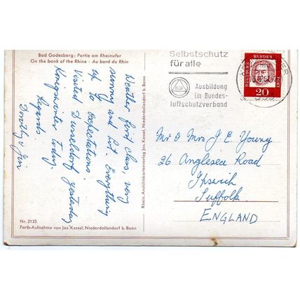 GERMANY - On the bank of the Rhine - 1962 Original Postcard (EPH)