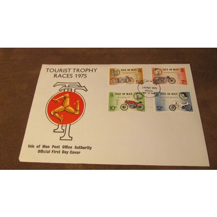 1975 Isle of Man FDC Cover - Motorcycle Tourist Trophy Race - Bikes