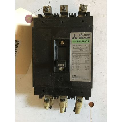 MITSUBISHI NF100-CA 3 POLE, 250vDC/460vAC 100A CIRCUIT BREAKER,CT