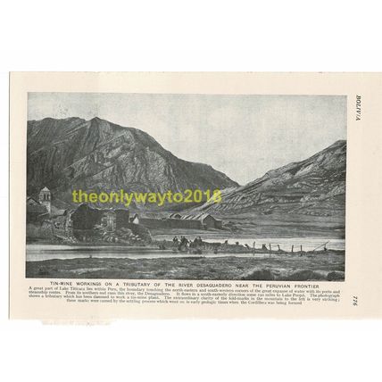 Tin Mine on Desaguadero River, Bolivia, Book Illustration (Print), c1920