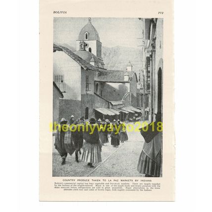 Indians at La Paz Market, Bolivia, Book Illustration (Print), c1920