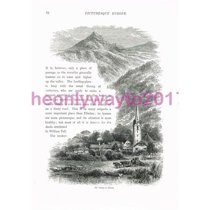 Village of Fluelen, Switzerland, Book Illustration (Print), c1875