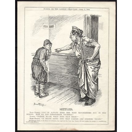 SETTLED 1913 John Bernard Partridge - Asia Minor PUNCH CARTOON PAGE