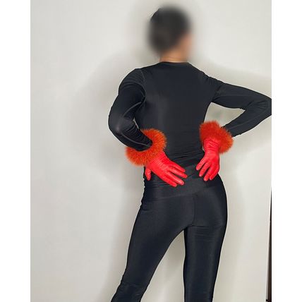 Leather Fur ORANGE Gloves Vintage French designer! SILK LINED! OffeR!