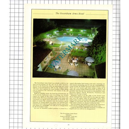 The Feversham Arms Hotel Helmsley North Yorkshire Advert - 1995 Cutting