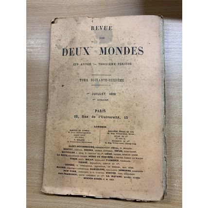 RARE* 1 JUILLET 1886 "REVUE DES DEUX MONDES" FRENCH LARGE PAPERBACK BOOK (P3)