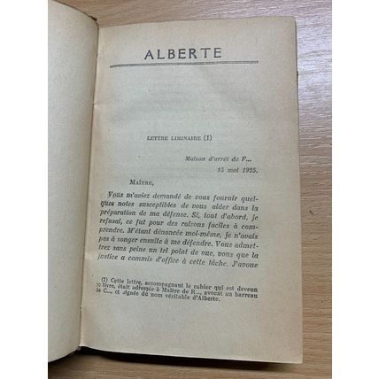 RARE* 1ST EDITION 1926 PIERRE BENOIT "ALBERTE" FRENCH FICTION BOOK (P3)