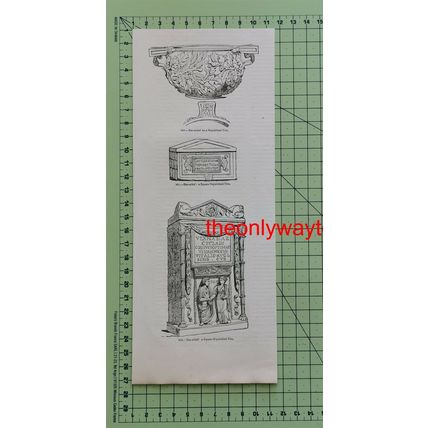 Roman Sepulchral Urns, Book Illustration (Print), 1850