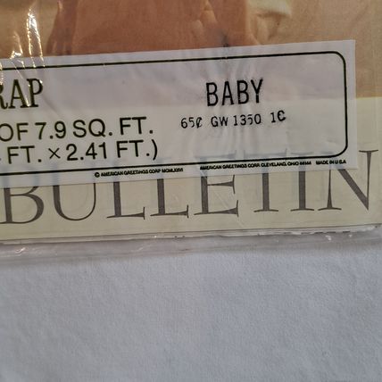 Vintage 1976 New American Greetings BABY Shower WRAPPING PAPER Gift Wrap